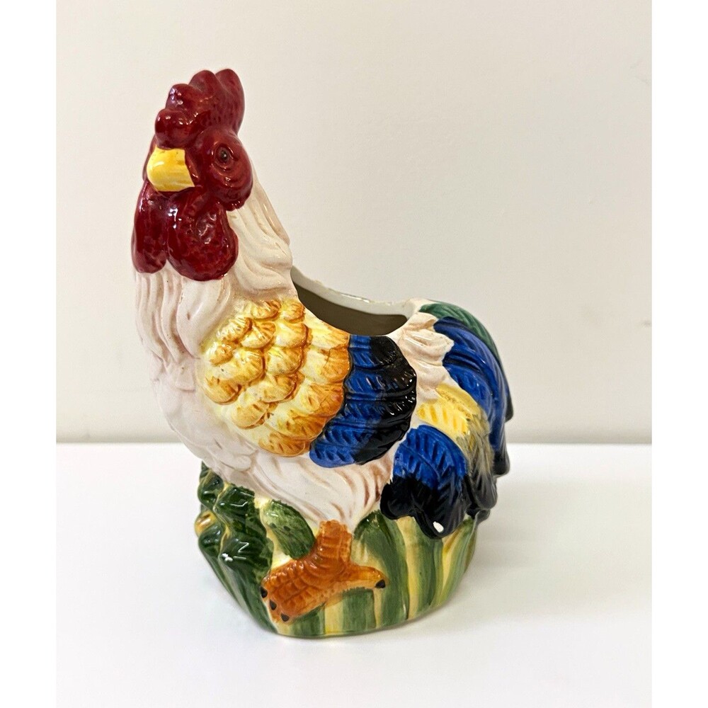 Ceramic Rooster Chicken Figurine, Multicolor Decorative Chicken Figurine